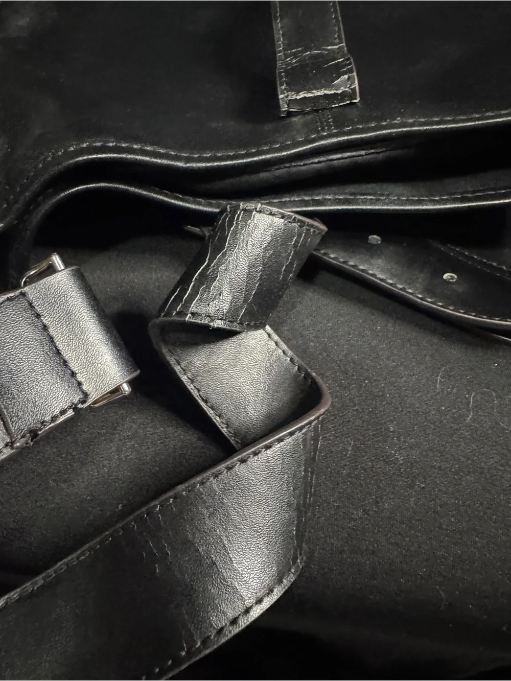 Black Faux Leather Crossbody Messenger Bag